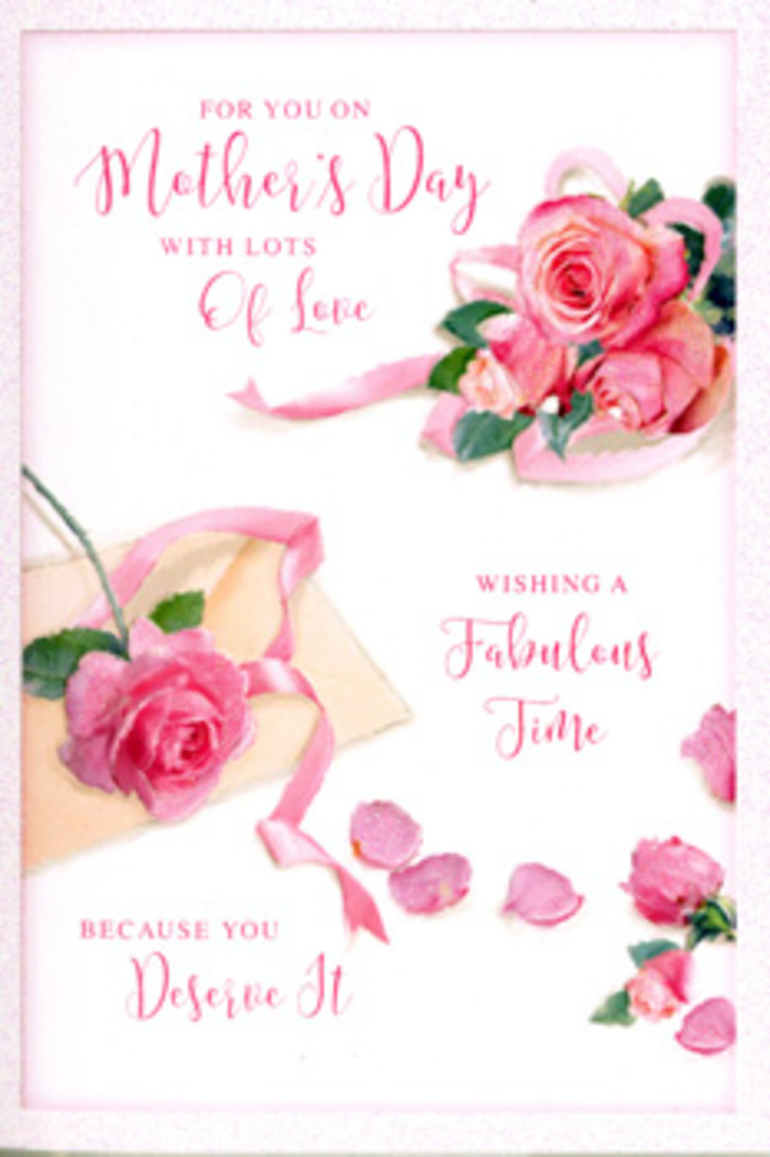 The image captures a Mother's Day card that feels as if it has been styled by an experienced florist, with an artful scattering of pink roses and petals arranged across a crisp, white surface. The focal point is a loose grouping of roses in soft gradients of pink, from the faintest blush to a more saturated, almost raspberry tone, each bloom rendered with enough detail to show the gentle layering and curl of the petals. The roses appear plush and full, reminiscent of garden roses in peak condition, and their positioning gives the sense that they have just been gently set down on the card. Around this central cluster, single roses and small trails of fallen petals drift across the page, creating a sense of natural spontaneity, as though a bouquet from Grove Park Florist has been unwrapped on the table and allowed to scatter. A fine, pastel ribbon threads through the composition, its loose, flowing curves overlapping the flowers in places and disappearing behind them in others, tying the elements together visually the way ribbon finishes a hand-tied arrangement. Elegant cursive lettering, conveying loving Mother's Day greetings, flows across the design, its sweeping lines and subtle flourishes mirroring the organic shapes of petals and ribbon. The whole card is washed in soft, understated light, imparting a serene, almost hushed atmosphere that recalls a calm moment beside the green spaces around Grove Park. The overall impression is of gentle luxury and heartfelt appreciation, a card ready to accompany same-day flower delivery to a mum who appreciates both beauty and sincerity in every gesture.