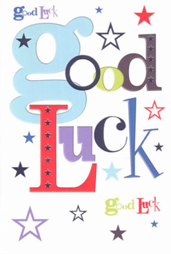This card radiates confident positivity, harmonizing with the character of Grove Park and the artistry of a neighbourhood florist. The opening letter, a soft baby-blue 'g,' sets the tone-a playful spark that's echoed by bold strokes of apple red and deep indigo, reminiscent of the lively contrasts seen during Sunday walks to Kew Bridge. Starry motifs scatter across the crisp white background, creating a sense of movement and excitement akin to the hum of life along Fauconberg Road. The medley of fonts-each transitioning seamlessly from gentle script to strong block-mirrors the diversity found throughout the local community and in every bouquet crafted by Grove Park Florist. The card's finish is smooth and inviting, subtly textured and cool under the hand, enhancing the sense of a thoughtful gift ready to deliver encouragement for important milestones-a new job, graduation, or a leap into uncharted territory. Each element underscores the feeling that in Grove Park, support and optimism are never out of reach, and that every wish sent forth is grounded in genuine care and belief.